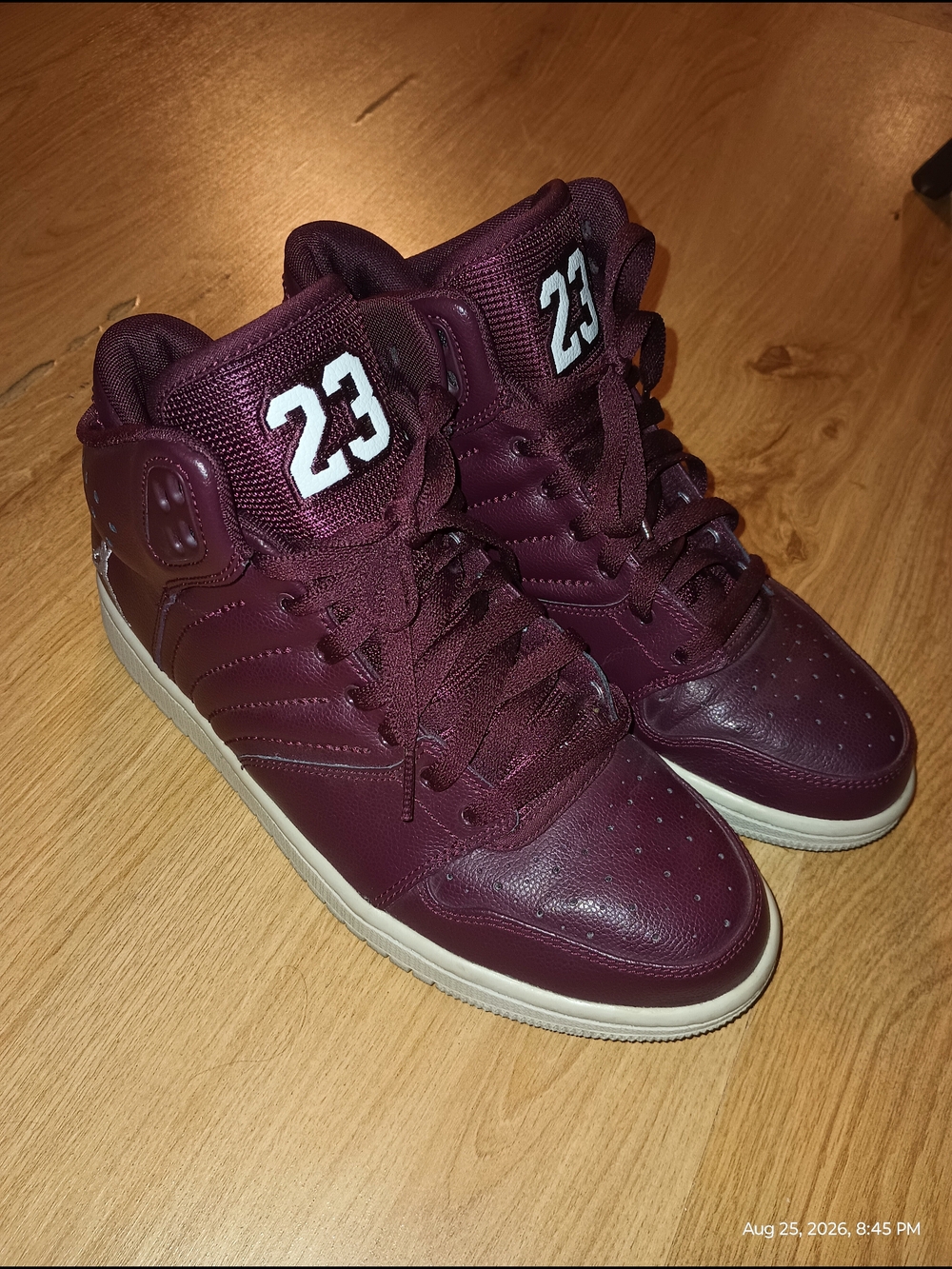 Men's Burgundy High-Top Basketball Sneakers - 23 Detail size 8
